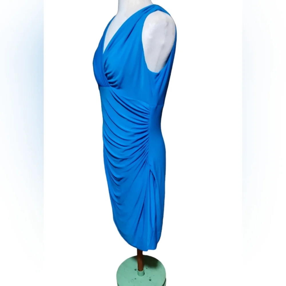 Lauren Ralph Lauren Midi Dress 14 Blue Tank Bodycon Fit Pencil Polyester… - Picture 2 of 5